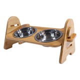 Bamboo Elevated Dog Bowls with Stand Adjustable