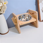 Bamboo Elevated Dog Bowls with Stand Adjustable