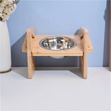 Bamboo Elevated Dog Bowls with Stand Adjustable