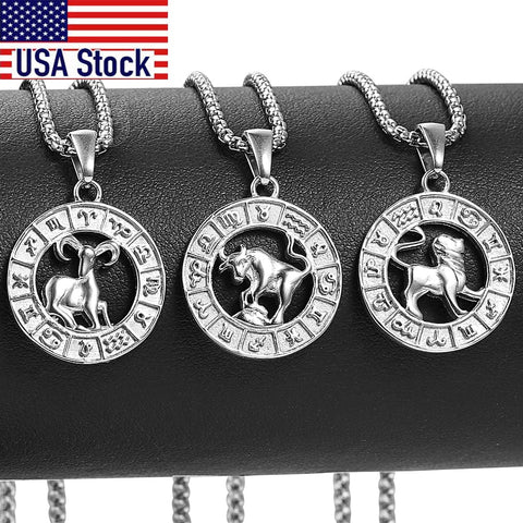 12 Horoscope Zodiac Sign Pendant Necklace