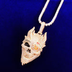 Skull Men's Pendant Cubic Zircon Gold Color Plated