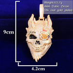 Skull Men's Pendant Cubic Zircon Gold Color Plated