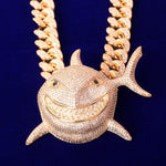 Shark Pendant  Necklace Gold Color Plated