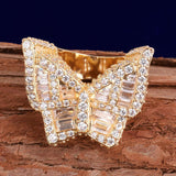 Butterfly Rings for Women Iced Out Real Gold Plated