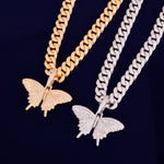 Butterfly Pendant Gold Color Plated Necklace