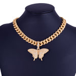 Butterfly Pendant Gold Color Plated Necklace