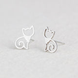 Stainless Steel Animal Heart Leaf Cat Flower Star Stud Earrings f