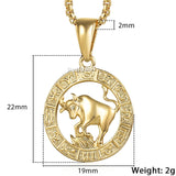 12 Horoscope Zodiac Sign Gold Color Pendant Necklace