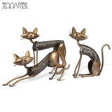 Tooarts Metal Figurine Iron Art Decoration Cat Shape