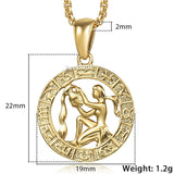 12 Horoscope Zodiac Sign Gold Color Pendant Necklace