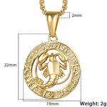 12 Horoscope Zodiac Sign Gold Color Pendant Necklace