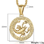 12 Horoscope Zodiac Sign Gold Color Pendant Necklace