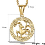 12 Horoscope Zodiac Sign Gold Color Pendant Necklace