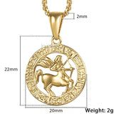 12 Horoscope Zodiac Sign Gold Color Pendant Necklace