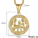 12 Horoscope Zodiac Sign Gold Color Pendant Necklace