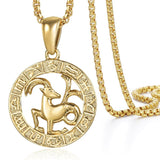 12 Horoscope Zodiac Sign Gold Color Pendant Necklace