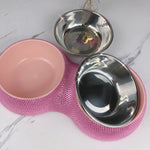 Double Pet Bowl Bling Bling Rhinestone