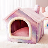 Warm Plush Pet Bed House Washable