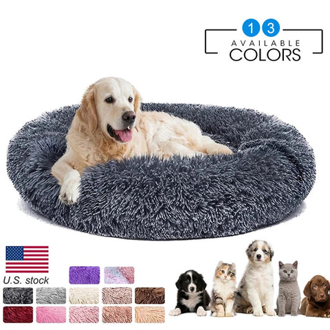 Donut Dog Bed Warm Soft Long Plush