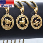 12 Horoscope Zodiac Sign Gold Color Pendant Necklace