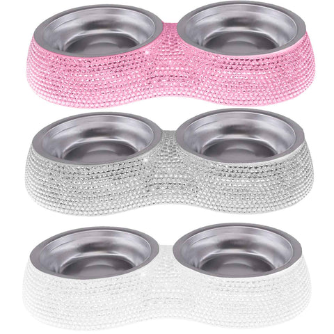 Double Pet Bowl Bling Bling Rhinestone