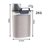 1.5kg/2kg Dog Cat Food Plastic Storage Tank with Measuring Cup Container