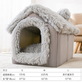 Warm Plush Pet Bed House Washable